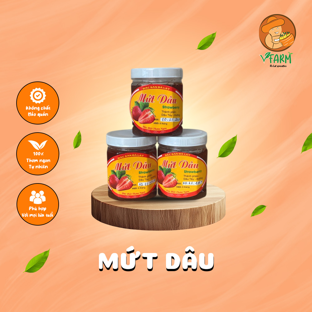 Combo 3 hũ mứt dâu đặc sản Đà Lạt - đặc sản Đà Lạt